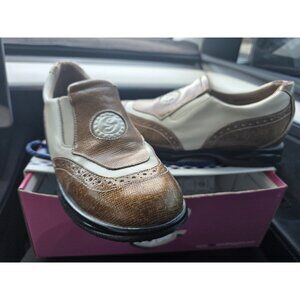 SANDBAGGERS Madison Women’s Sz 9.5 Brown and Ivory Slip On Golf Shoes